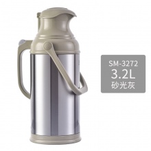 清水SM-3272-3.2L暖瓶不锈钢保温壶家用热水瓶玻璃内胆保温瓶大容量暖壶暖瓶  砂光灰 3200ml