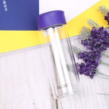 果兹GZ-S14 五彩随心杯双层保温杯200ml透明时尚水杯隔热防烫玻璃杯办公水杯 （多色可选）H